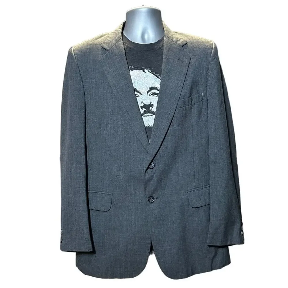 Two Fifty 2 Men’s Gray Wool Blend Sport Coat Blazer 40R USA Made Vintage